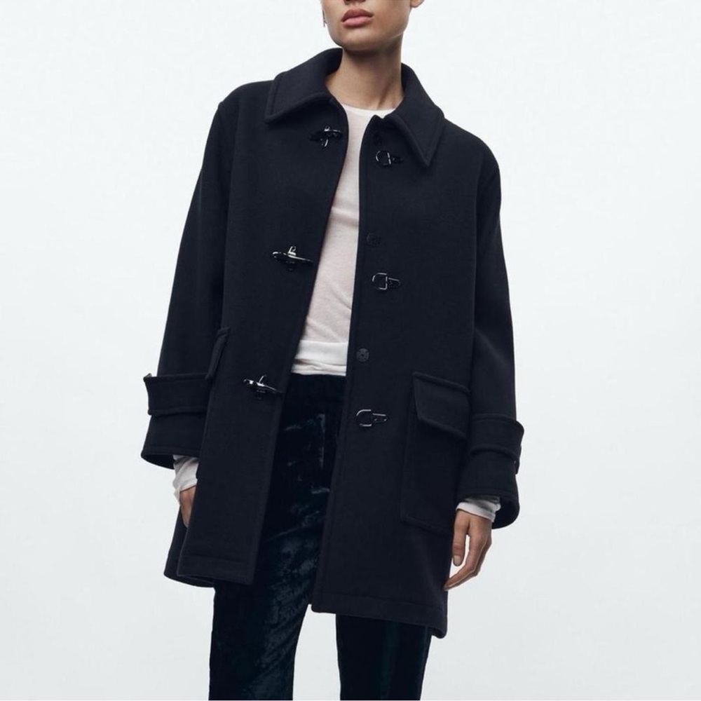 NEW Zara manteco wool toggle coat